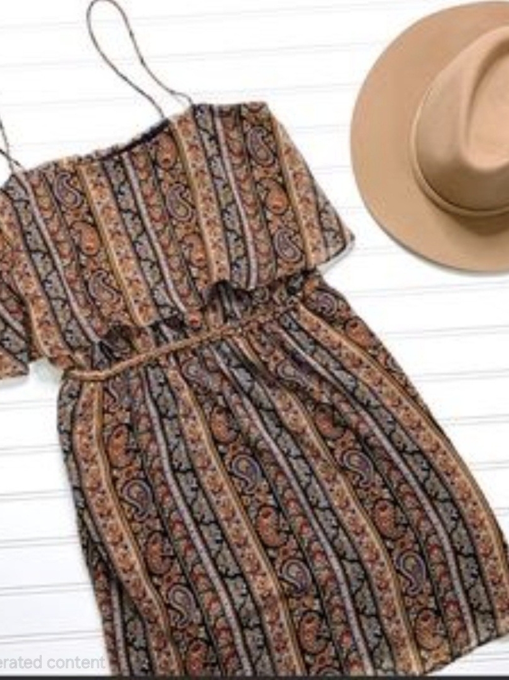 Mng Boho Paisley Strappy Summer Dress - Brown Multi